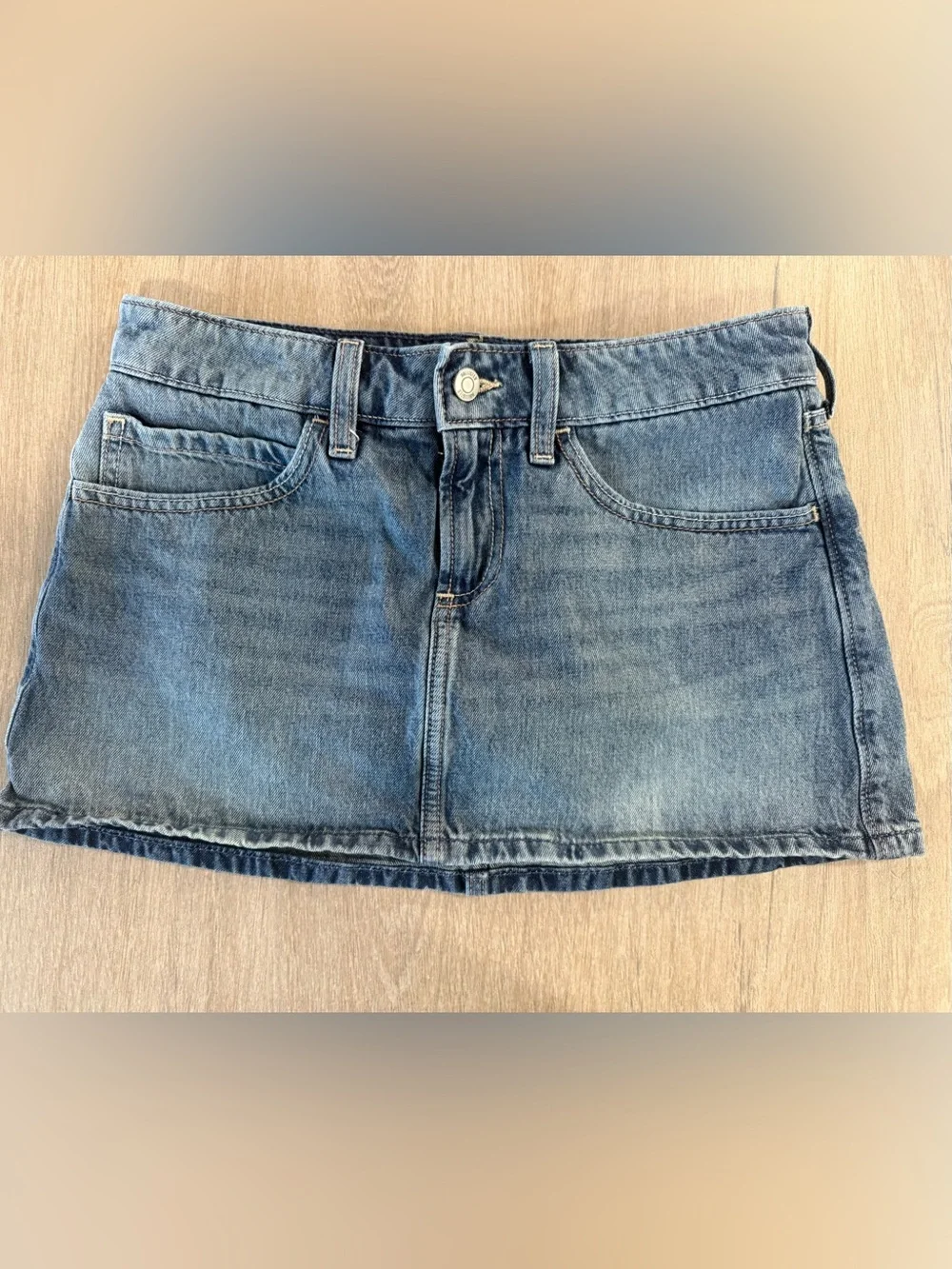 Hollister Denim Mini Skort Size 4 W27 Blue Jean Skirt Built In Shorts Y2K